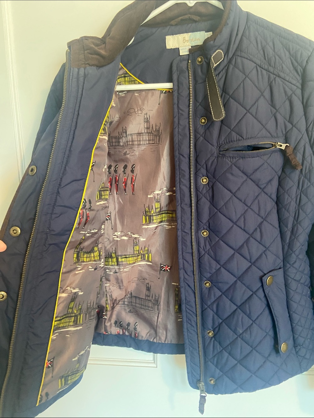 Boden Quilted Navy Diamond-Pattern Jacket - Picture 5 of 5